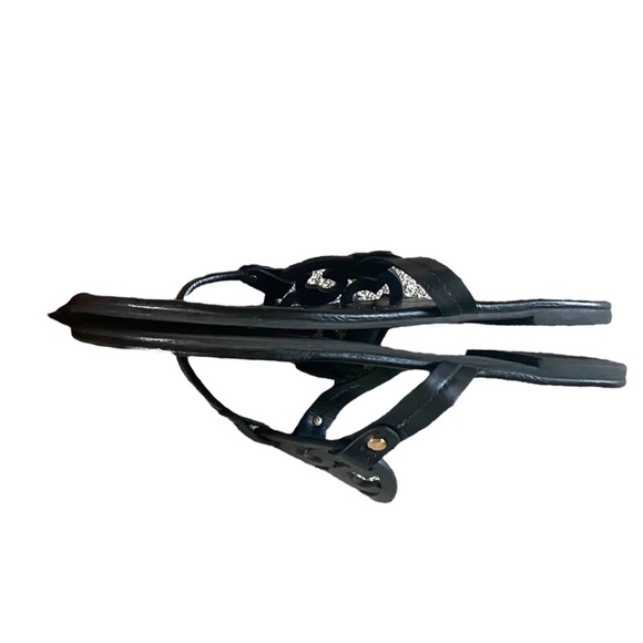 Tory Burch Leather Logo Miller Thong Sandals Sz 9 Black Leather - Picture 4 of 8